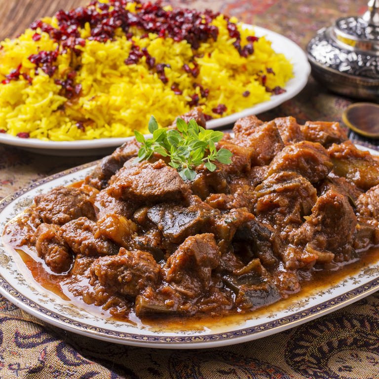 Lamm mit Safran-Reis nach persischer Art